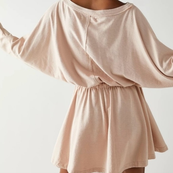 Free People FP Beach Santa Maria Mini Wrap Knit Dress Twist Dolman XL Sand NICE - Picture 3 of 12